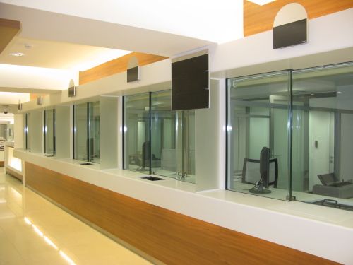 Bank bulletproof glass